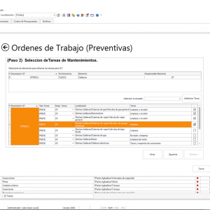 SoftMant, selección de tareas para crear OT