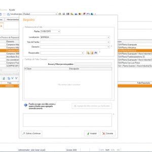 SoftMant, Reporte Fallas Correctivos Dialogo